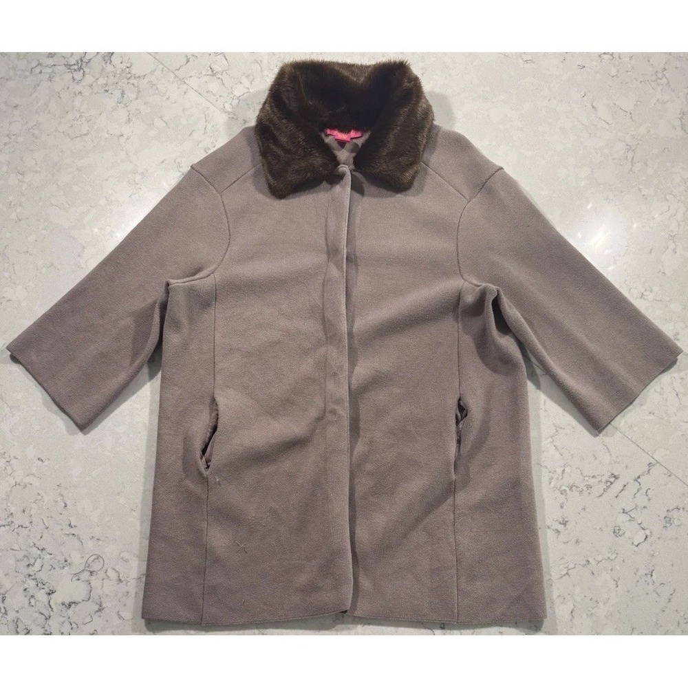 Catherine Catherine Malandrino Cape Coat Womens Medium Mauve Faux Fur Collar